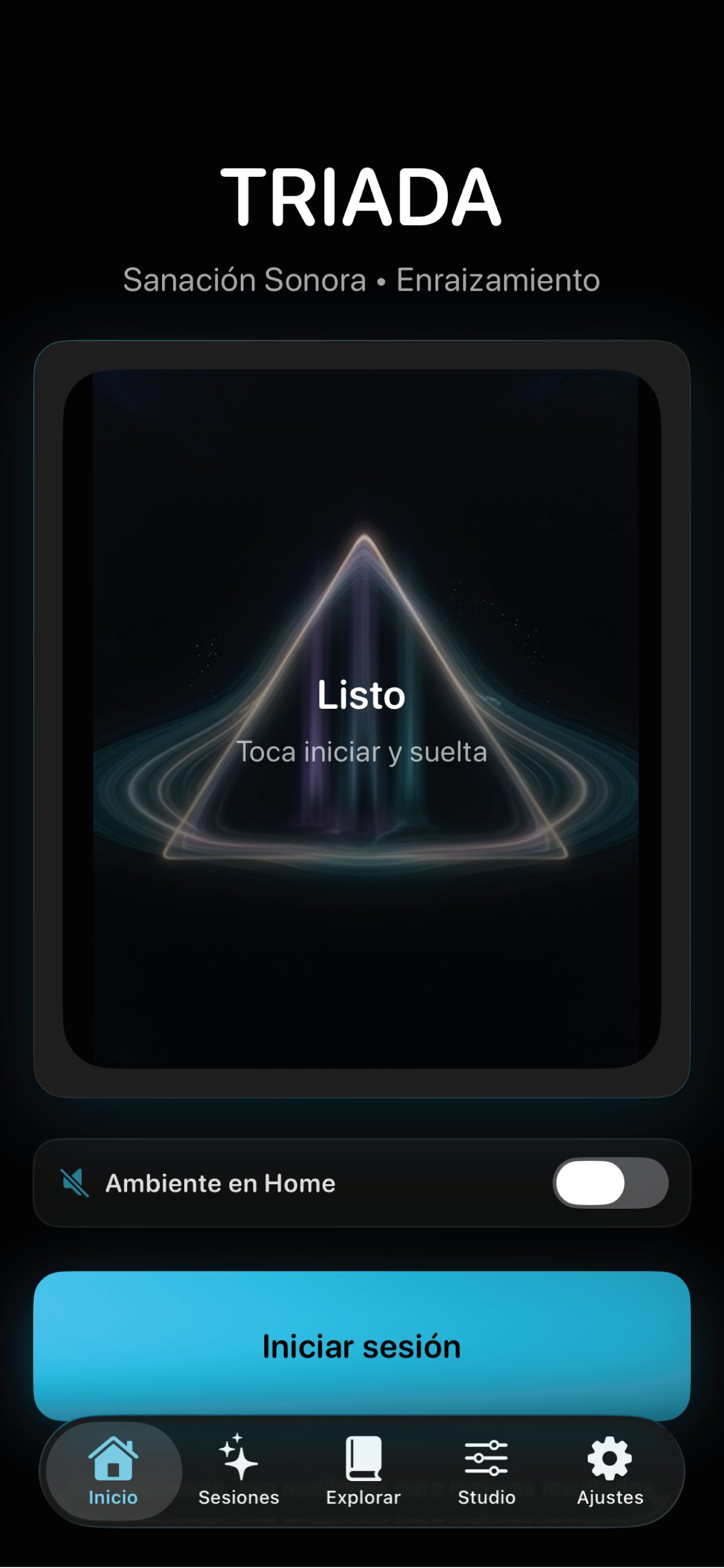TRIADA app — Home / State OS screen